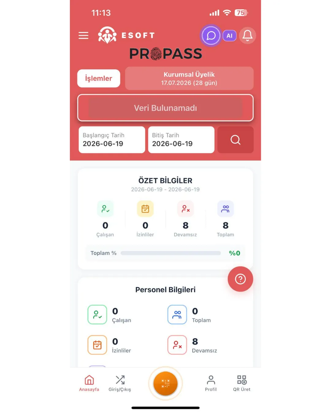 PROPASS MOBİL UYGULAMA RAPOR SEÇENEKLERİ
