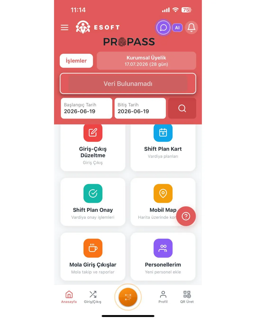 PROPASS MOBİL UYGULAMA RAPOR SEÇENEKLERİ